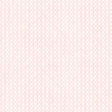 Detail of fabric in an intricate striped grid pattern in light pink on a white field.
