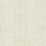 Detail of wallpaper in an intricate striped grid pattern in sage on a white field.