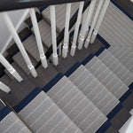 Striped flatweave runner in grey and dark blue