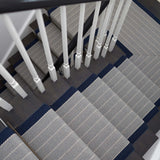 Striped flatweave runner in grey and dark blue