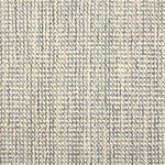 A close-up of a broadloom carpet with a woven texture in cream and slate blue.