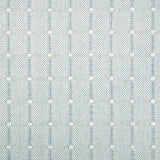 Broadloom carpet swatch with a vertical dotted stripe in blue and cream. 