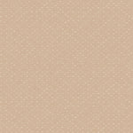 Detail of wallpaper in a dotted diamond grid in white on a tan field.