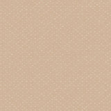 Detail of wallpaper in a dotted diamond grid in white on a tan field.