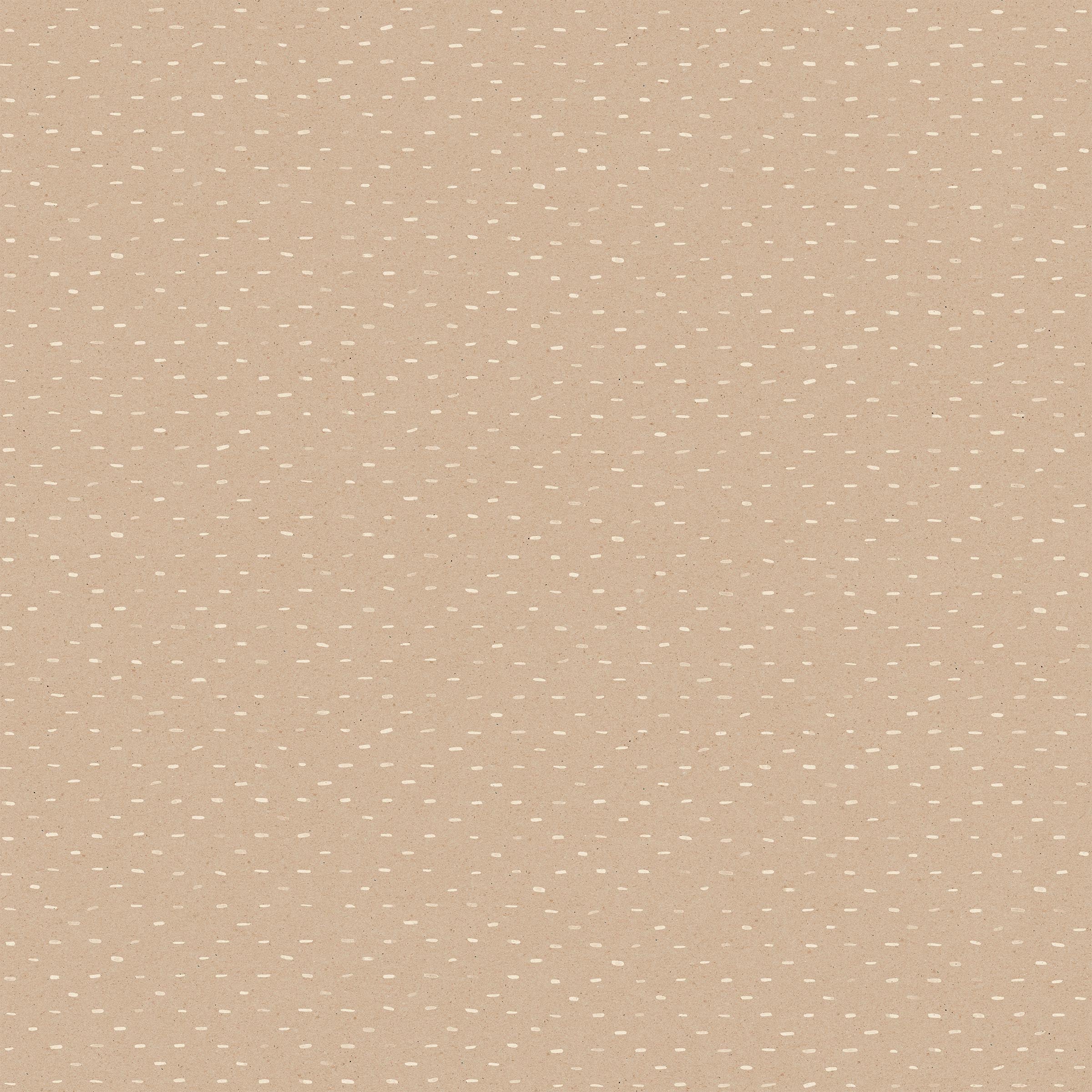 Detail of wallpaper in a dotted diamond grid in white on a tan field.