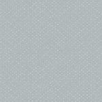 Detail of wallpaper in a dotted diamond grid in white on a light blue field.