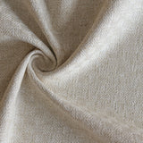 Close up of draped woven fabric with small scale checkerboard pattern in white and beige.