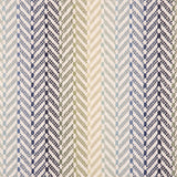 Broadloom carpet in a herringbone pattern with ombré stripe design in navy, blue, green and yellow with white. 