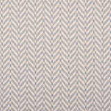 Broadloom carpet in a herringbone pattern pastel blue and white. 