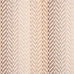 Broadloom carpet in a herringbone pattern with ombré stripe design in shades of brown with white. 
