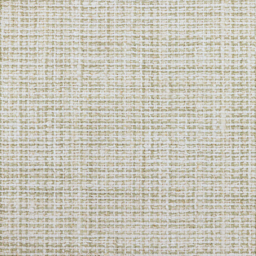 Broadloom carpet swatch in a textured pattern in cream with pale green.