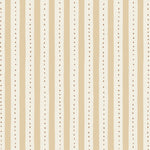 Wallpaper detail in a playful hand drawn dotted stripe in ivory, soft yellow and brown.