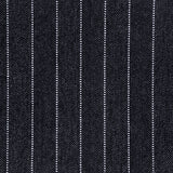Broadloom carpet in a herringbone stripe pattern in black and white. 