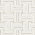 Detail of cream wallpaper in a large-scale interlocking geometric print.