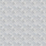 Broadloom carpet in a circular mosaic design in dense stripes of white and grey
