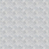 Broadloom carpet in a circular mosaic design in dense stripes of white and grey
