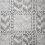 Broadloom carpet in wide box checkerboard pattern in cream and light blue.