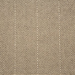 Broadloom carpet with diamond weave in taupe with widely spaced pin stripe in white.