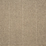Broadloom carpet with diamond weave in taupe with widely spaced pin stripe in white.