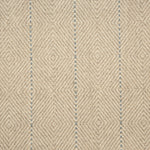 Broadloom carpet with diamond weave in grey with widely spaced pin stripe in light blue.