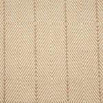 Broadloom carpet with diamond weave in cream and tan with widely spaced pin stripe in tan.