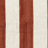 Fabric in a wide stripe pattern in rust and cream.