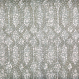 Printed fabric with monochomatic geometric stripe and mottled textural background in shades of grey. 