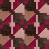 Bold abstract checkerboard pattern in brown, tan, pink and fuchsia.