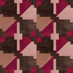 Bold abstract checkerboard pattern in brown, tan, pink and fuchsia.