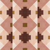 Bold abstract checkerboard pattern in blush, oxblood, camel and cream.