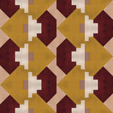 Bold abstract checkerboard pattern in blush, oxblood, camel and cream.