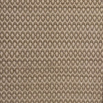 Handwoven wool rug with textural oval pattern in taupe on a beige field. 