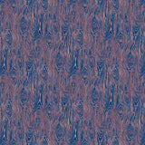 Scaled-out view of wallpaper in a textural wood grain print in pink on a blue field.