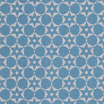 Fabric in a floral lattice print in mauve on a blue field.