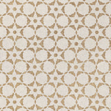 Fabric in a floral lattice print in bronze on a cream field.