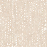 Detail of wallpaper in a painterly small-scale dashed dot print in white on a soft beige watercolor field.