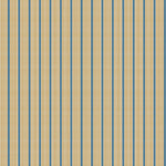 Mixed width striped wallpaper in blue, cream and yellow