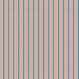 Mixed width striped wallpaper in blue, cream and red.