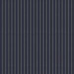 Mixed width striped wallpaper in navy blue, white and black.