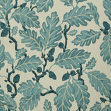 Teal leaf pattern on a beige background