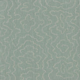 Detail of fabric in a minimalist wood grain print in gray on a pastel turquoise field.