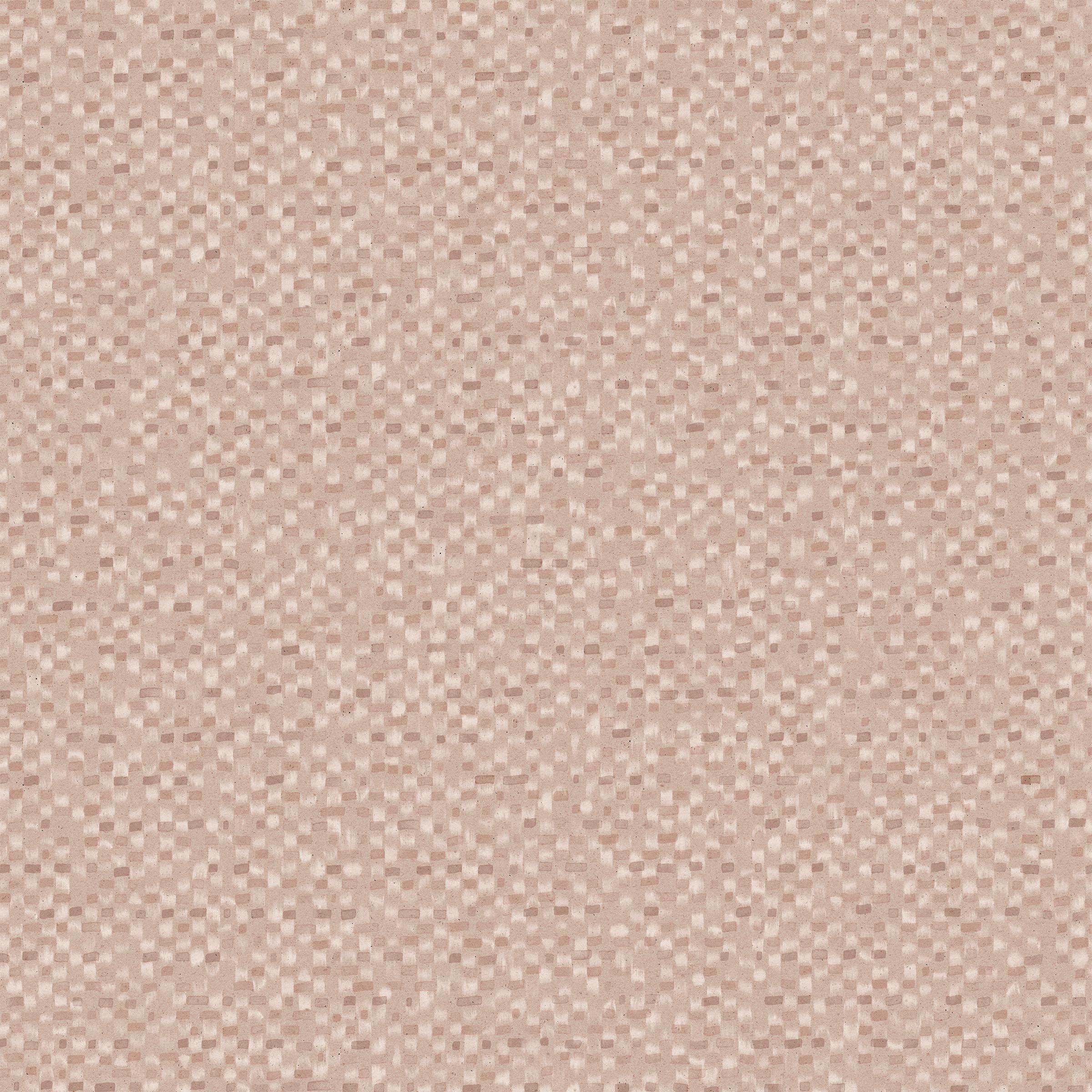 Detail of wallpaper in a painterly checked pattern in shades of rust.