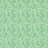 Coral pattern with tiny painted floral designs in tonal green.