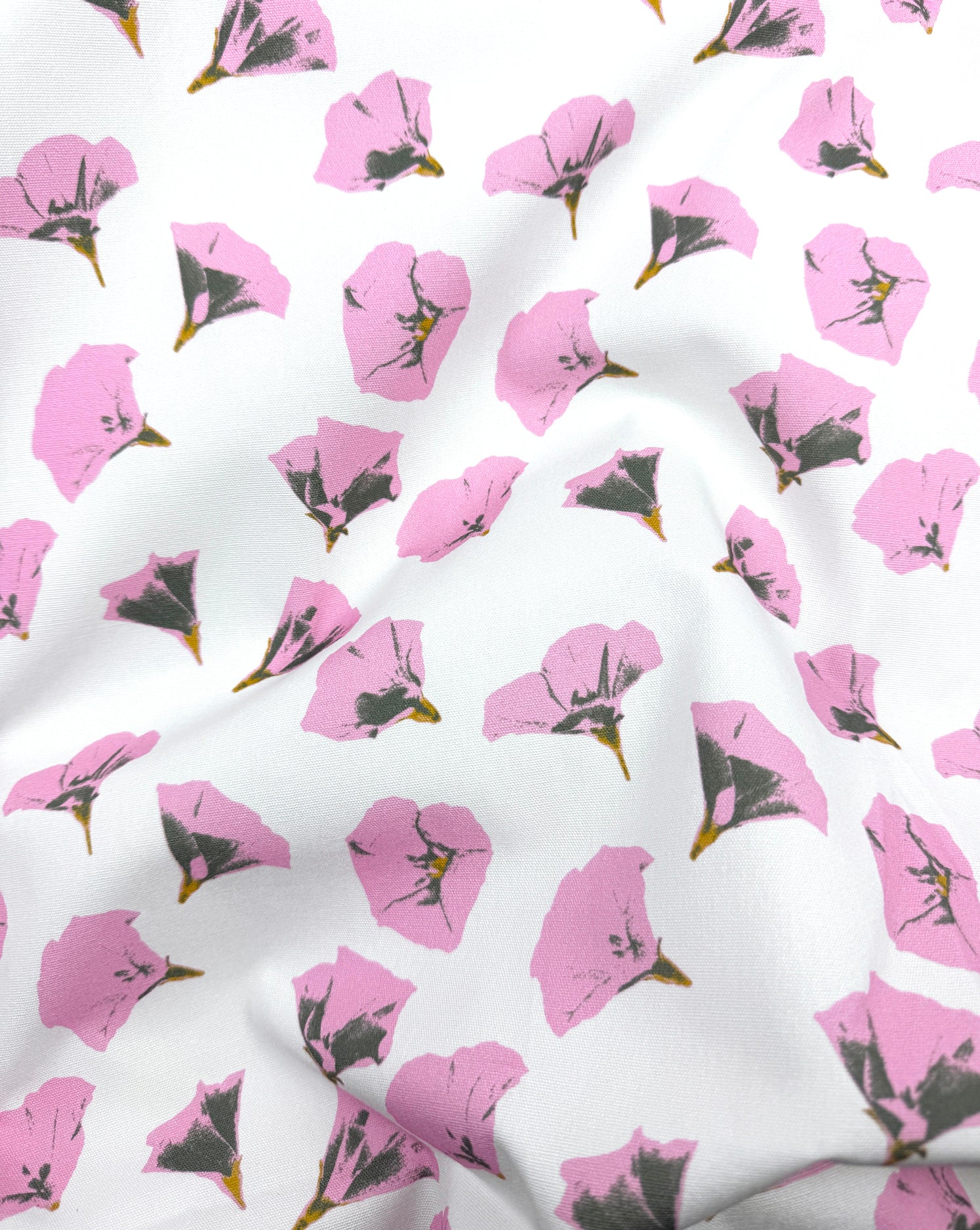 Floral pattern with pink flowers on a white background