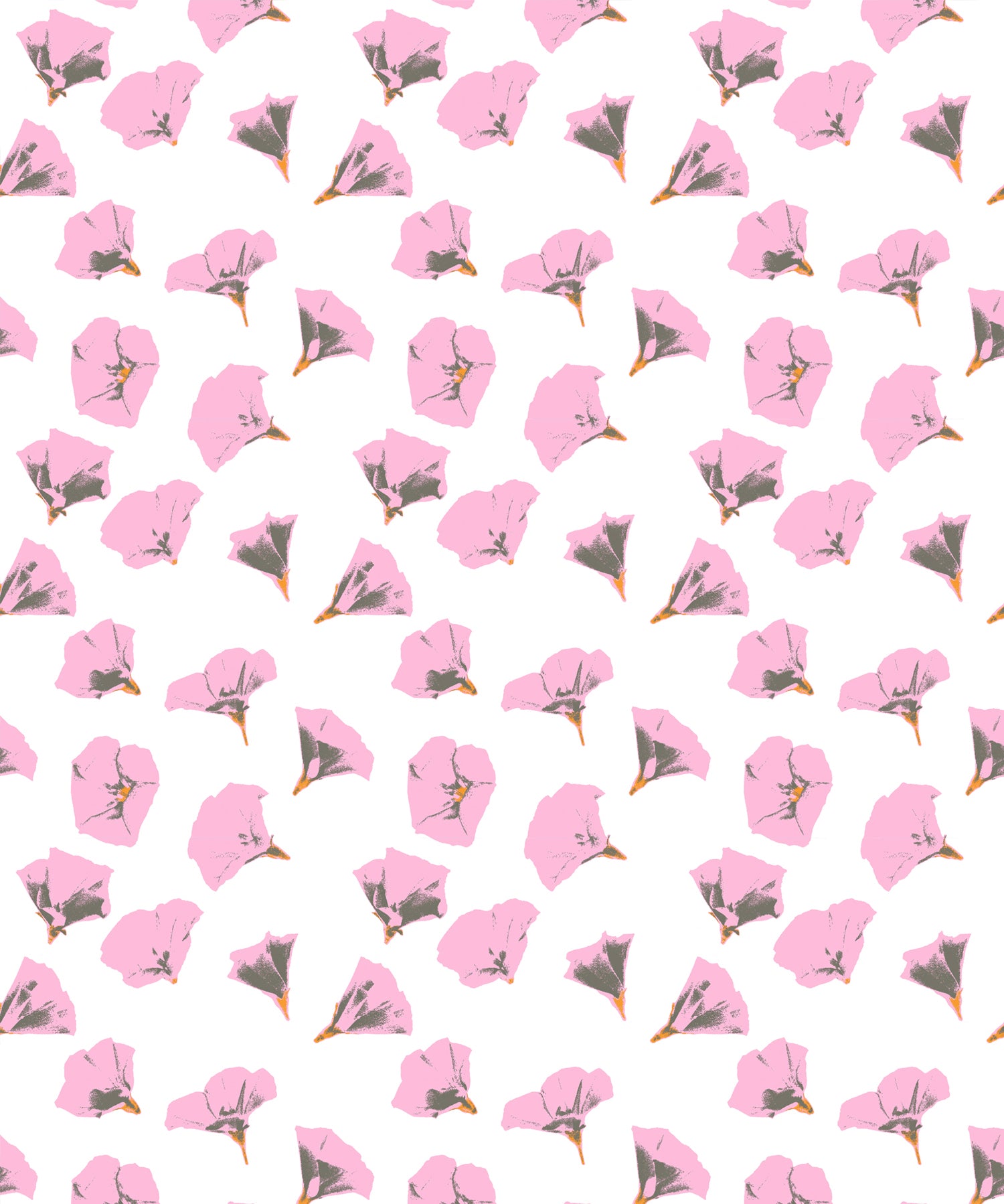 Pattern of pink flowers on a white background