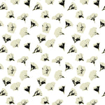 Pattern of black and white flowers on a white background