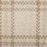 Broadloom carpet in a windowpane plaid in taupe on a beige field.