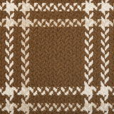 Broadloom carpet in a windowpane plaid in cream on a caramel brown field.