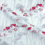 Floral pattern with red and gray flowers on a white background