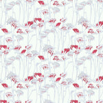 Pattern of red and white flowers on a white background